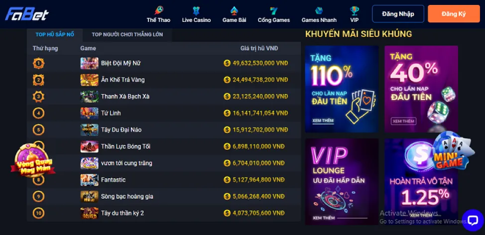 Thưởng nạp tiền hàng ngày cpc188